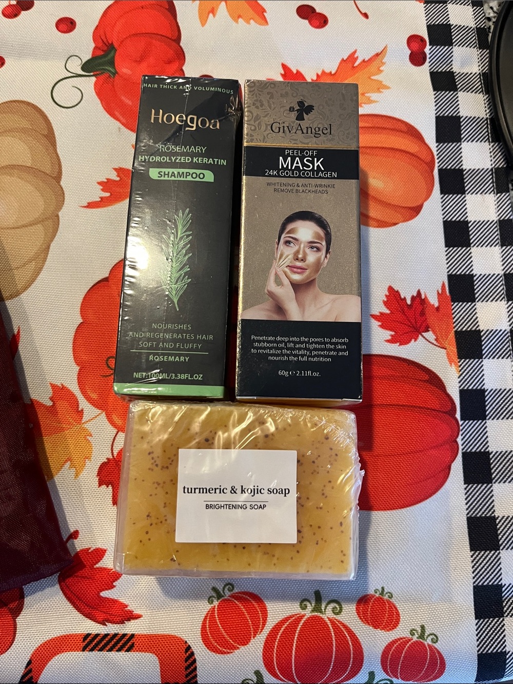 24 K gold mask keratin rosemary shampoo turmeric soap